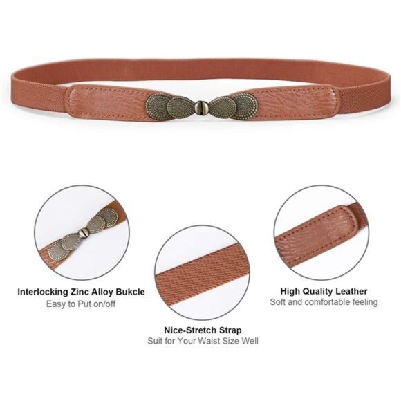 Women Skinny Elastic Stretch Belt Retro Ladies Waist Vintage Thin Belt - Picture 4 of 7